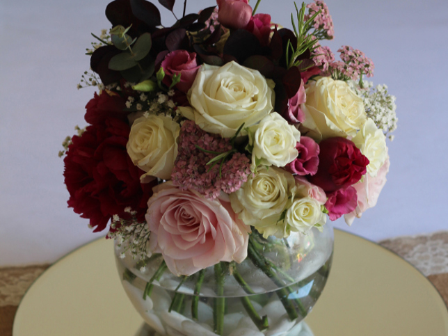 Bouquet in fish bowl - pinks.jpg