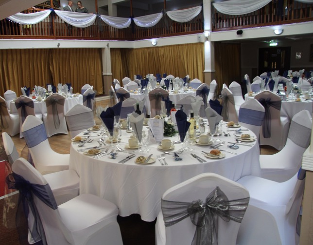 Navy & silver tables wedding