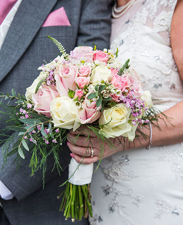 Blush pink wedding bridemaids bouquet