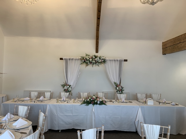 Angel Hotel - Blush pinks and pampas - Top table